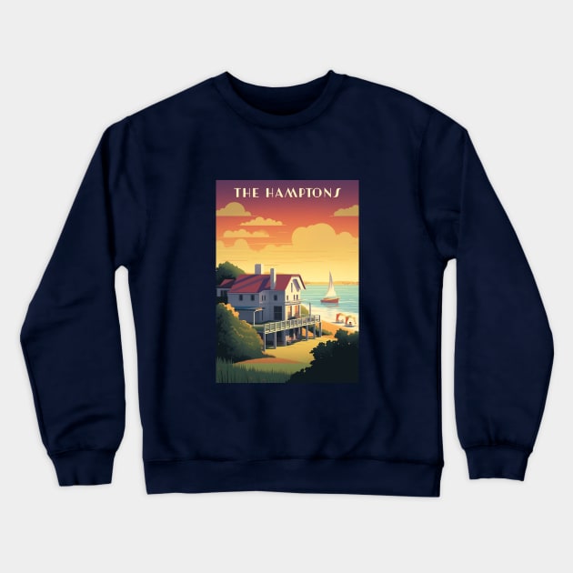 The Hamptons Crewneck Sweatshirt by Retro Travel Design